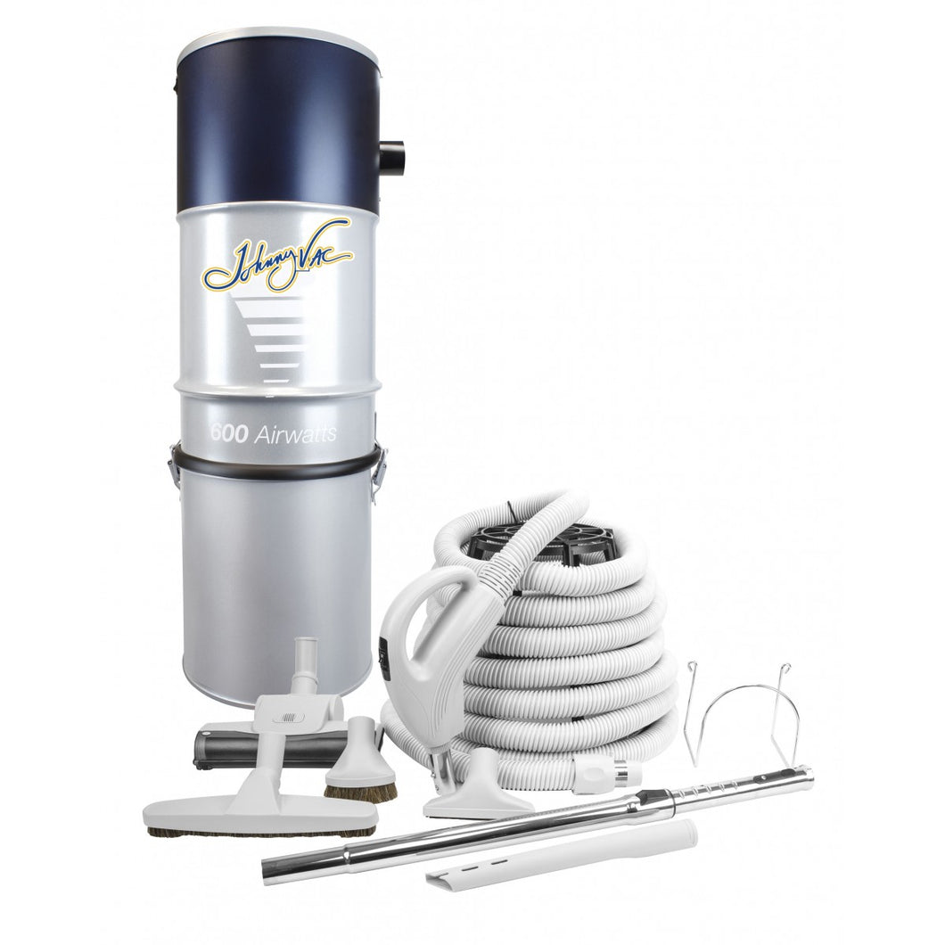 Central Vacuum Kit from Johnny Vac - 35' (10 m ) Hose - Air Power Nozzle - Floor Brush - Upholstery Brush and multiple accessories